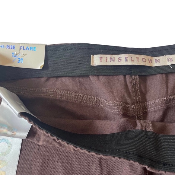 Tinseltown Junior Pant Pull On Bell Bottom Frayed Hem Parch Pockets High Rise - Picture 4 of 6